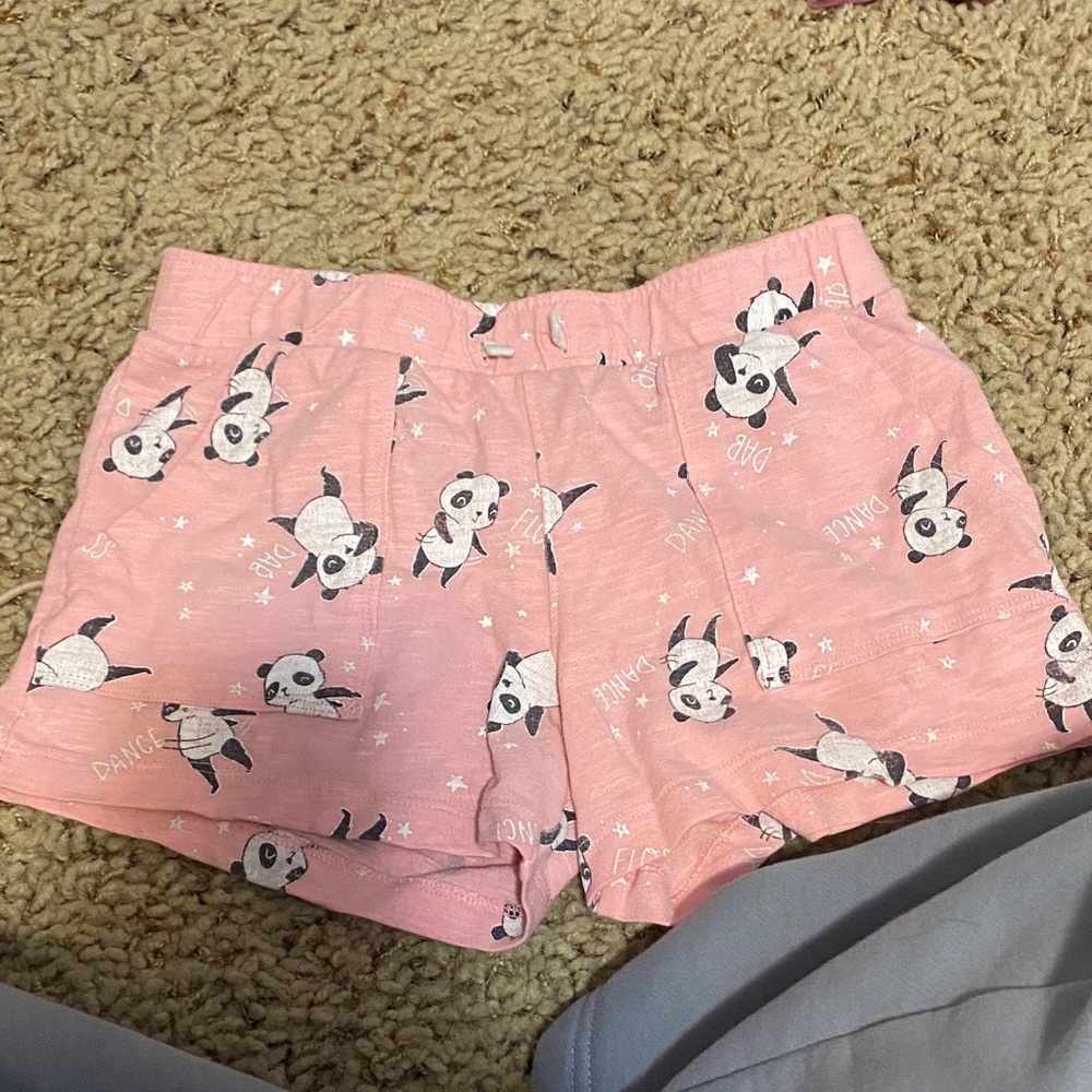 SO Pink Panda Print Kids Shorts